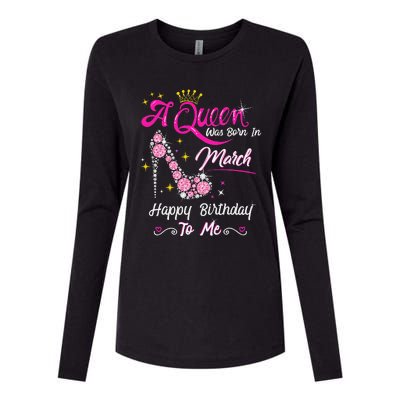 A Queen Was Born in March Gifts March Birthday Womens Cotton Relaxed Long Sleeve T-Shirt