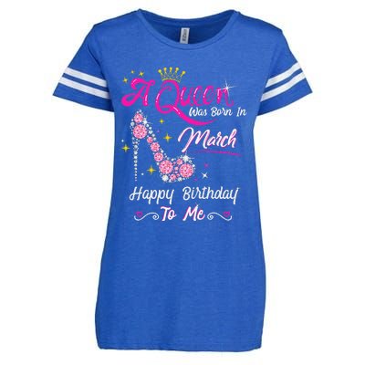 A Queen Was Born in March Gifts March Birthday Enza Ladies Jersey Football T-Shirt