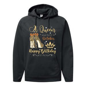 A Queen Was Born In October Birthday For Women Leopard Performance Fleece Hoodie