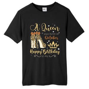 A Queen Was Born In October Birthday For Women Leopard Tall Fusion ChromaSoft Performance T-Shirt