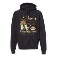 A Queen Was Born In October Birthday For Women Leopard Premium Hoodie