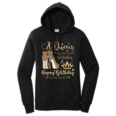 A Queen Was Born In October Birthday For Women Leopard Women's Pullover Hoodie