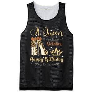 A Queen Was Born In October Birthday For Women Leopard Mesh Reversible Basketball Jersey Tank