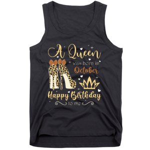 A Queen Was Born In October Birthday For Women Leopard Tank Top