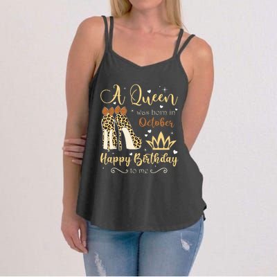 A Queen Was Born In October Birthday For Women Leopard Women's Strappy Tank