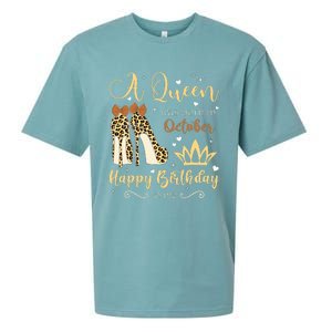 A Queen Was Born In October Birthday For Women Leopard Sueded Cloud Jersey T-Shirt