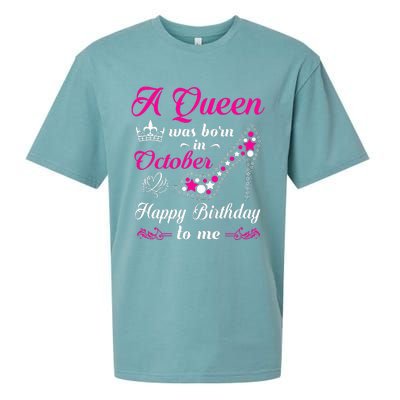 A Queen Was Born In October Birthday Gift For Women Sueded Cloud Jersey T-Shirt