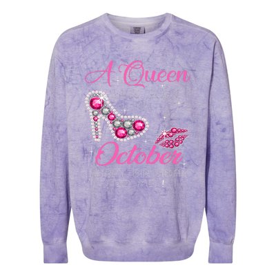 A Queen Was Born In October Happy Birthday To Me Colorblast Crewneck Sweatshirt