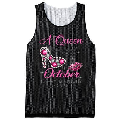 A Queen Was Born In October Happy Birthday To Me Mesh Reversible Basketball Jersey Tank