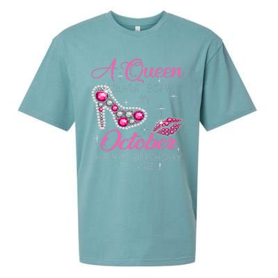 A Queen Was Born In October Happy Birthday To Me Sueded Cloud Jersey T-Shirt