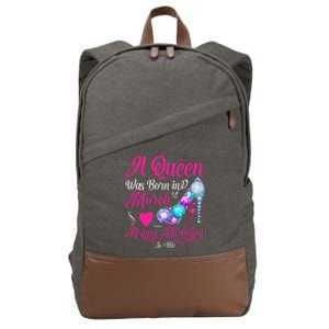 A Queen Was Born In March Happy Birthday Cotton Canvas Backpack