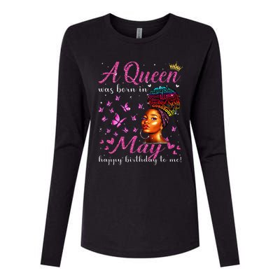 A Queen Was Born In May African American Wo Birthday Womens Cotton Relaxed Long Sleeve T-Shirt