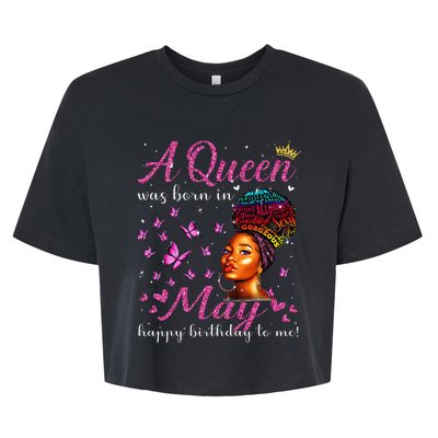 A Queen Was Born In May African American Wo Birthday Bella+Canvas Jersey Crop Tee