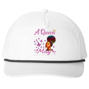 A Queen Was Born In May African American Wo Birthday Snapback Five-Panel Rope Hat