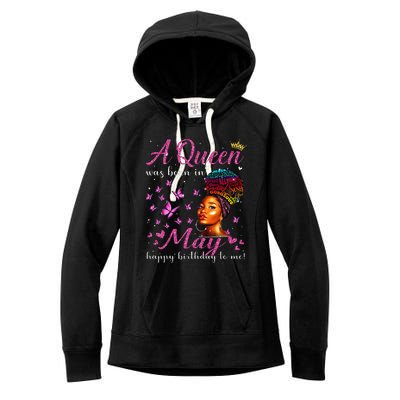 A Queen Was Born In May African American Wo Birthday Women's Fleece Hoodie