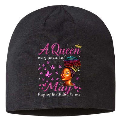 A Queen Was Born In May African American Wo Birthday Sustainable Beanie