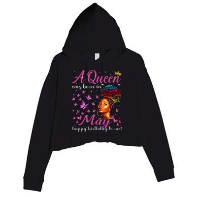 A Queen Was Born In May African American Wo Birthday Crop Fleece Hoodie