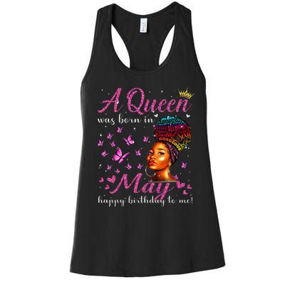 A Queen Was Born In May African American Wo Birthday Women's Racerback Tank