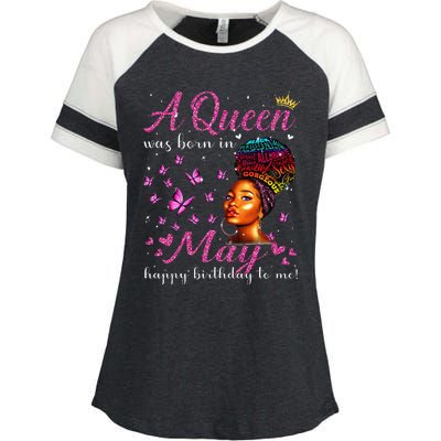 A Queen Was Born In May African American Wo Birthday Enza Ladies Jersey Colorblock Tee