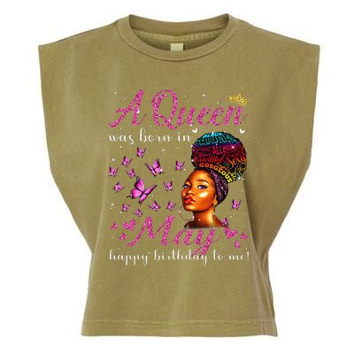 A Queen Was Born In May African American Wo Birthday Garment-Dyed Women's Muscle Tee