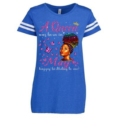 A Queen Was Born In May African American Wo Birthday Enza Ladies Jersey Football T-Shirt