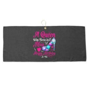 A Queen Was Born In May Birthday Costume Large Microfiber Waffle Golf Towel