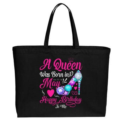 A Queen Was Born In May Birthday Costume Cotton Canvas Jumbo Tote