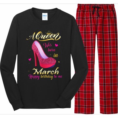 A Queen Was Born In March Happy Birthday To Me Gifts Long Sleeve Pajama Set