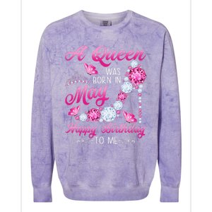 A Queen Was Born In May Birthday Costume For Wo Colorblast Crewneck Sweatshirt