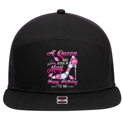 A Queen Was Born In May Birthday Costume For Wo 7 Panel Mesh Trucker Snapback Hat