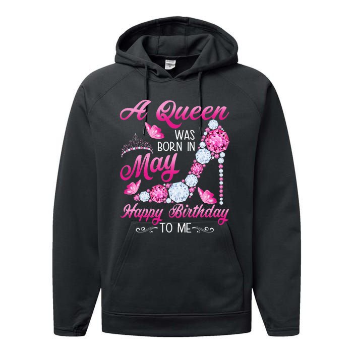 A Queen Was Born In May Birthday Costume For Wo Performance Fleece Hoodie