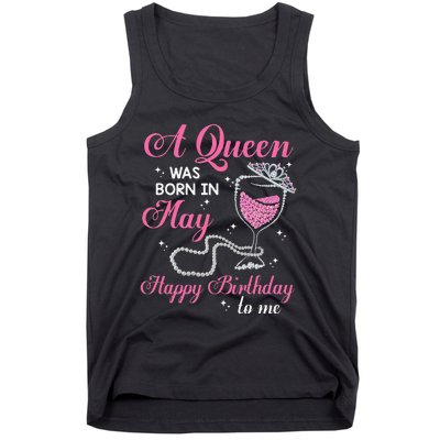 A Queen Was Born In May Gift Happy Birthday Wine Pearl Tank Top