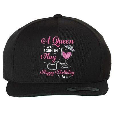 A Queen Was Born In May Gift Happy Birthday Wine Pearl Wool Snapback Cap