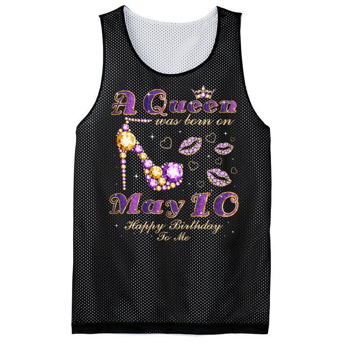 A Queen Was Born on May 10 10th May Birthday Queen Mesh Reversible Basketball Jersey Tank