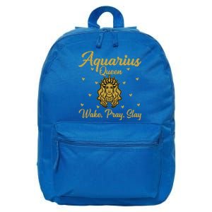 Aquarius Queen Wake Pray Slay Aquarius Birthday Great Gift 16 in Basic Backpack