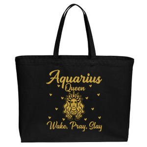 Aquarius Queen Wake Pray Slay Aquarius Birthday Great Gift Cotton Canvas Jumbo Tote