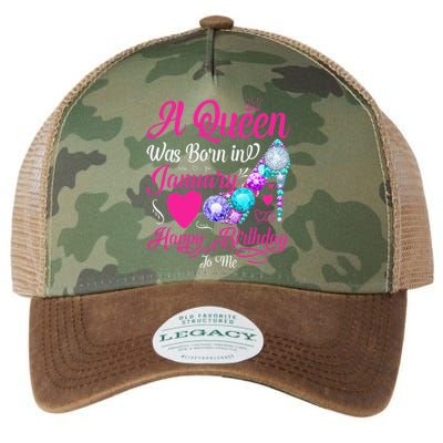 A Queen Was Born In January Happy Birthday Woman special Legacy Tie Dye Trucker Hat