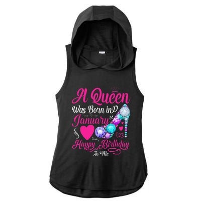 A Queen Was Born In January Happy Birthday Woman special Ladies PosiCharge Tri-Blend Wicking Draft Hoodie Tank