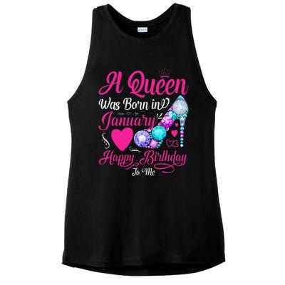 A Queen Was Born In January Happy Birthday Woman special Ladies PosiCharge Tri-Blend Wicking Tank