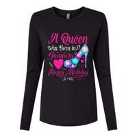 A Queen Was Born In January Happy Birthday Woman special Womens Cotton Relaxed Long Sleeve T-Shirt