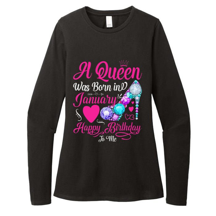 A Queen Was Born In January Happy Birthday Woman special Womens CVC Long Sleeve Shirt