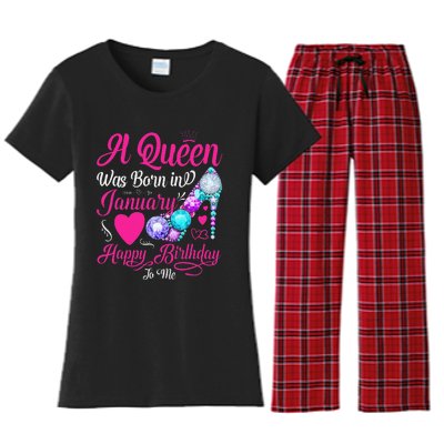 A Queen Was Born In January Happy Birthday Woman special Women's Flannel Pajama Set