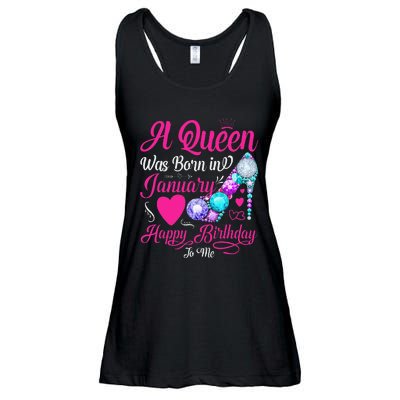 A Queen Was Born In January Happy Birthday Woman special Ladies Essential Flowy Tank