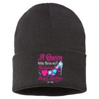 A Queen Was Born In January Happy Birthday Woman special Sustainable Knit Beanie