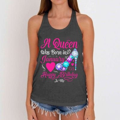 A Queen Was Born In January Happy Birthday Woman special Women's Knotted Racerback Tank