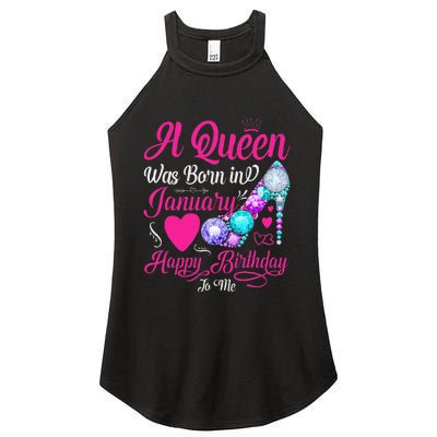 A Queen Was Born In January Happy Birthday Woman special Women's Perfect Tri Rocker Tank