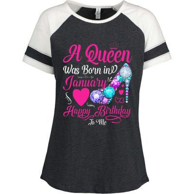 A Queen Was Born In January Happy Birthday Woman special Enza Ladies Jersey Colorblock Tee