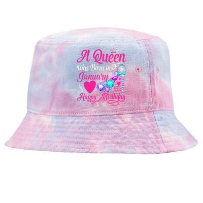 A Queen Was Born In January Happy Birthday Woman special Tie-Dyed Bucket Hat