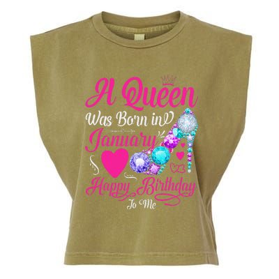 A Queen Was Born In January Happy Birthday Woman special Garment-Dyed Women's Muscle Tee