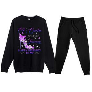 A Queen Was Born In January High Heels Birthday Premium Crewneck Sweatsuit Set